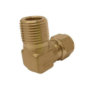 Picture of 12.7MM OD X 15NPT 90D ELBOW MALE GYROLOK BRASS 