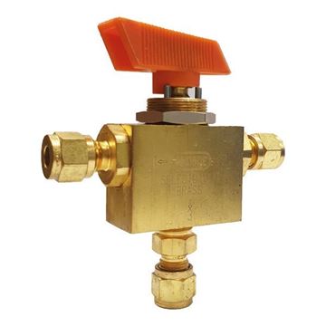 Picture of 6.3 OD TUBE 3000PSI BALL VALVE 3-WAY BRASS SELECTOMITE