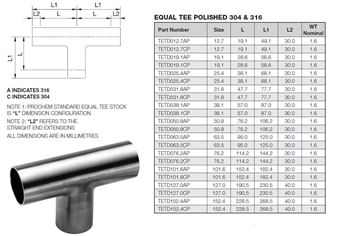 Picture of 25.4 OD X 1.6WT EQUAL TEE 316